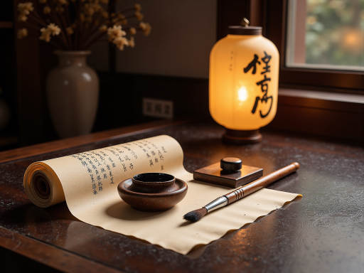 明代手抄本古籍页面，毛笔书法字体，纸张泛黄，古典书房环境，柔和自然光线